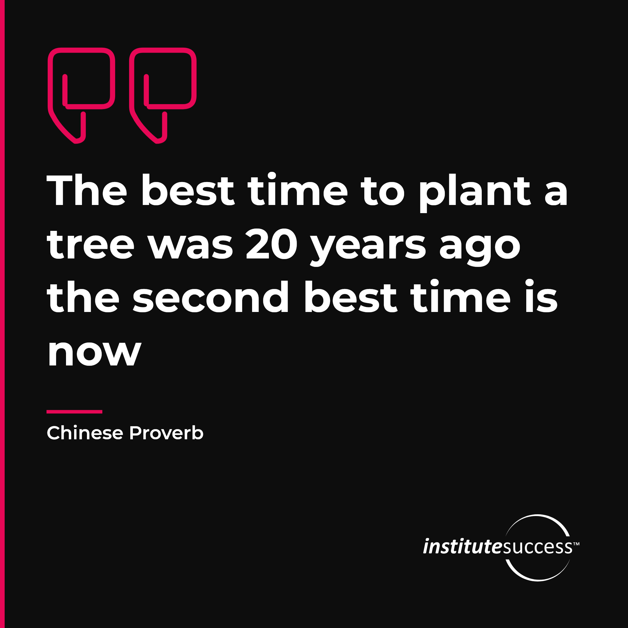 "The best time to plant a tree was 20 years ago the second best time is now" — Chinese Proverb, Project Scheduling leadership quote
